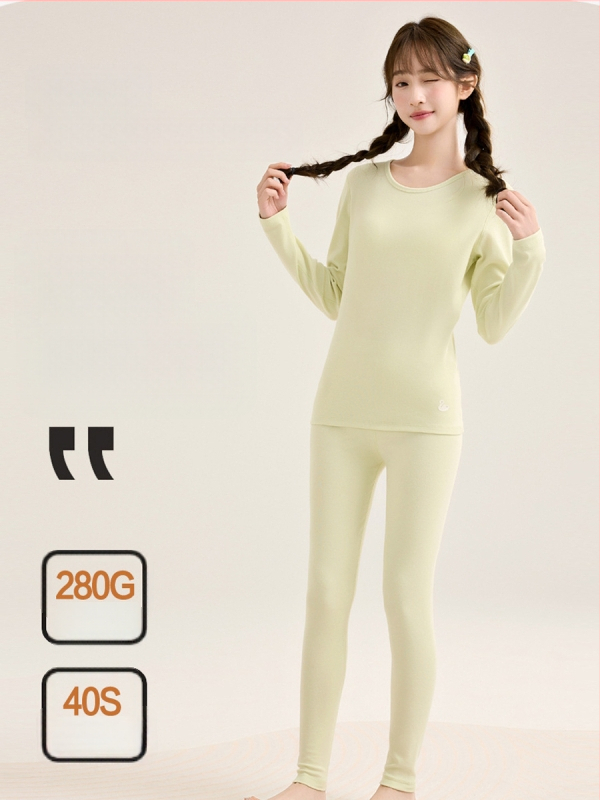 Tüdrukute sooja kodu komplekt, 95% puuvill, 5% elastaan, 280 g villase-stretch puuvill, harjatud pehme, paks, ümmargune kaelus, sügis-talv, vanus 8+