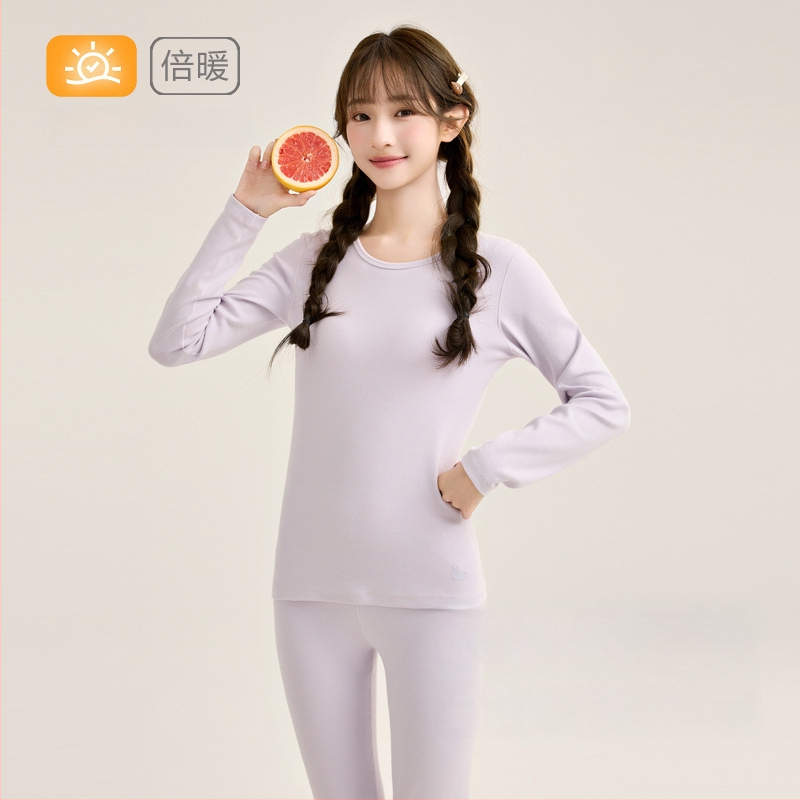 Tüdrukute sooja kodu komplekt, 95% puuvill, 5% elastaan, 280 g villase-stretch puuvill, harjatud pehme, paks, ümmargune kaelus, sügis-talv, vanus 8+