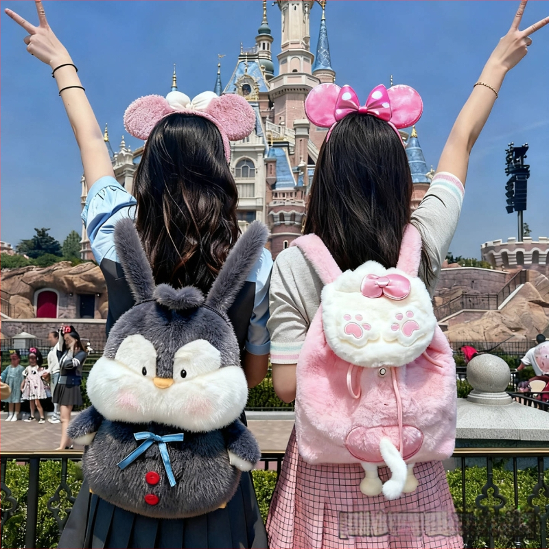 Meitenēm paredzēta skolas soma — pūkains pingvīns, jauks zīmējumu stils, liela ietilpība, ikdienas lietošanai, pamatskola, 2025. rudens izlaidums