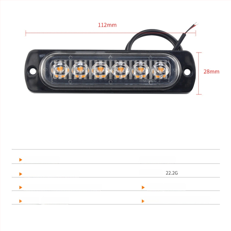 Auto LED6 ultraõhuke külghoiatustuli, 12-24V, 12W, 2835 LED, mudel Bd-6led, kasutusaeg 5000 h