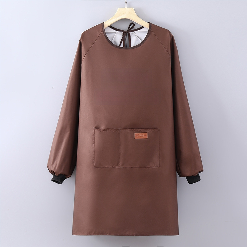 Virtuves priekšauts ar garām piedurknēm, ūdensizturīgs un eļļas noturīgs, poliesters, pieaugušajiem, catering