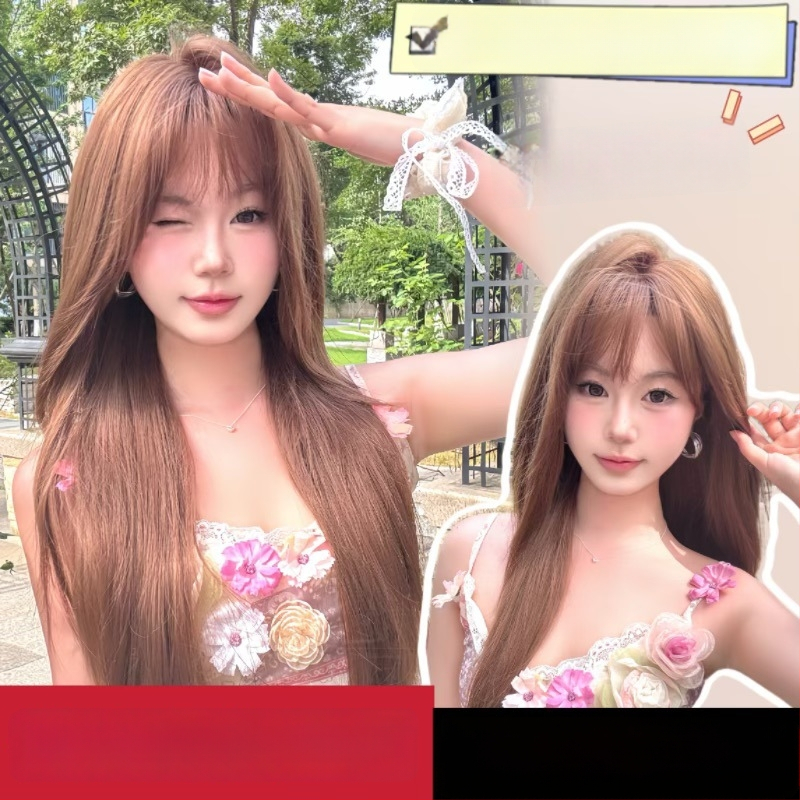 Dlhá rovná parochňa s ofinou, prirodzený štýl, tepelne odolné vlákna, možné farbiť, model LZD