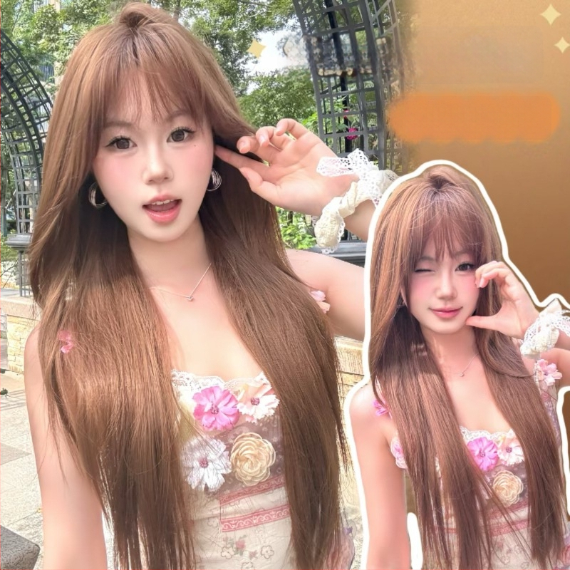 Dlhá rovná parochňa s ofinou, prirodzený štýl, tepelne odolné vlákna, možné farbiť, model LZD