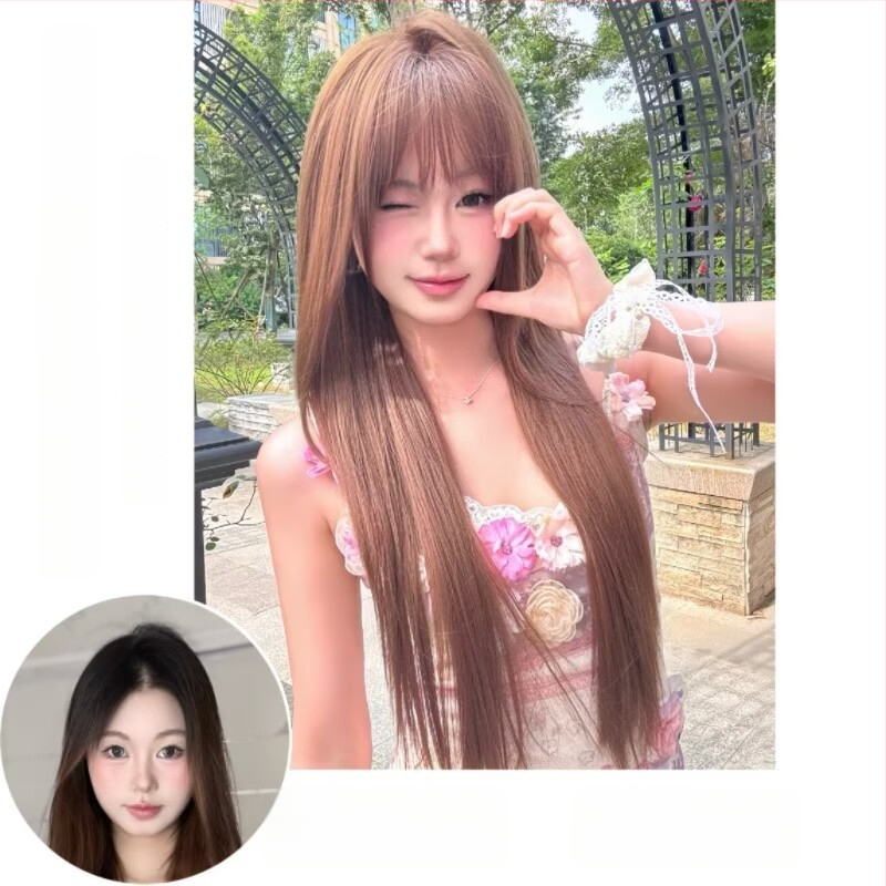 Dlhá rovná parochňa s ofinou, prirodzený štýl, tepelne odolné vlákna, možné farbiť, model LZD