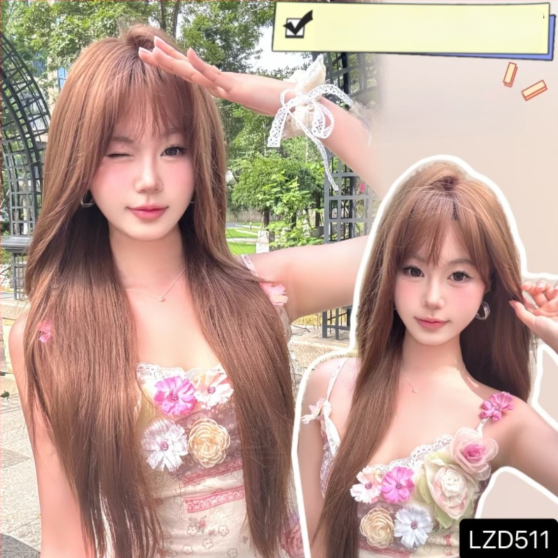 Dlhá rovná parochňa s ofinou, prirodzený štýl, tepelne odolné vlákna, možné farbiť, model LZD