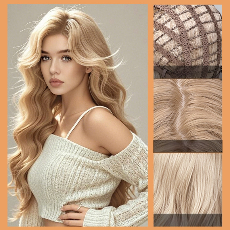 Ikdienas parūka ar vidējo daļu, augstas temperatūras sintētiskā šķiedra, dabisks ikdienas stils, bangs: taisnas vai slīpi, nav krāsota