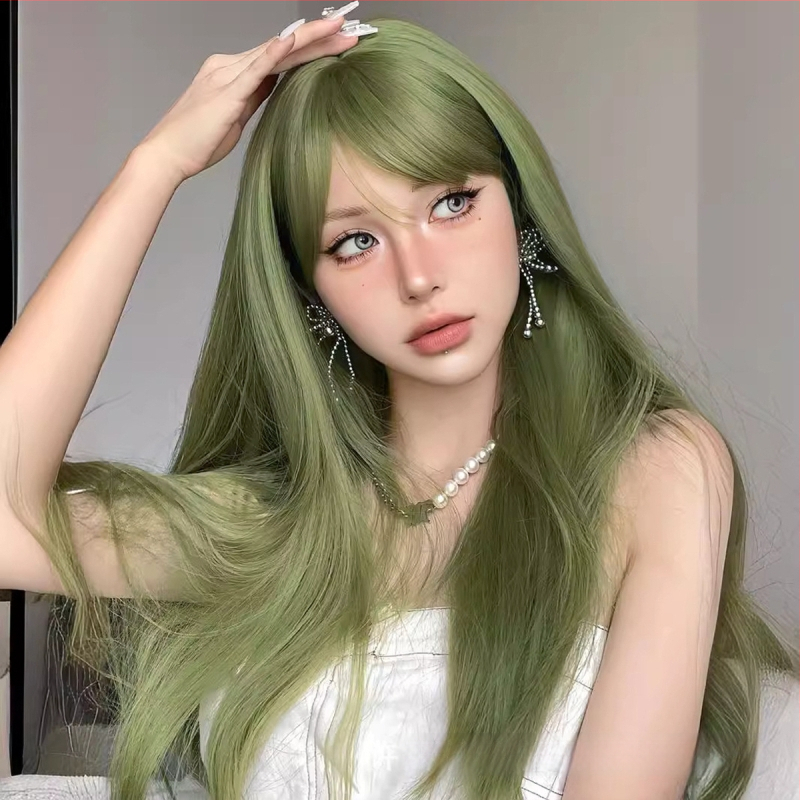 Garā taisna parūka ar bangs, augstas temperatūras šķiedras, dabisks stils, mehāniska konstrukcija, modelis: Fruit Hood