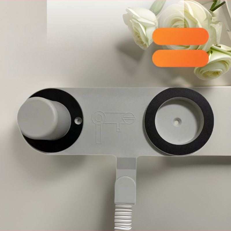 Nástenný držiak na sušič vlasov s magnetickým uchytením, bez vŕtania; model CD02; nosnosť 5 kg; štýl moderný minimalistický