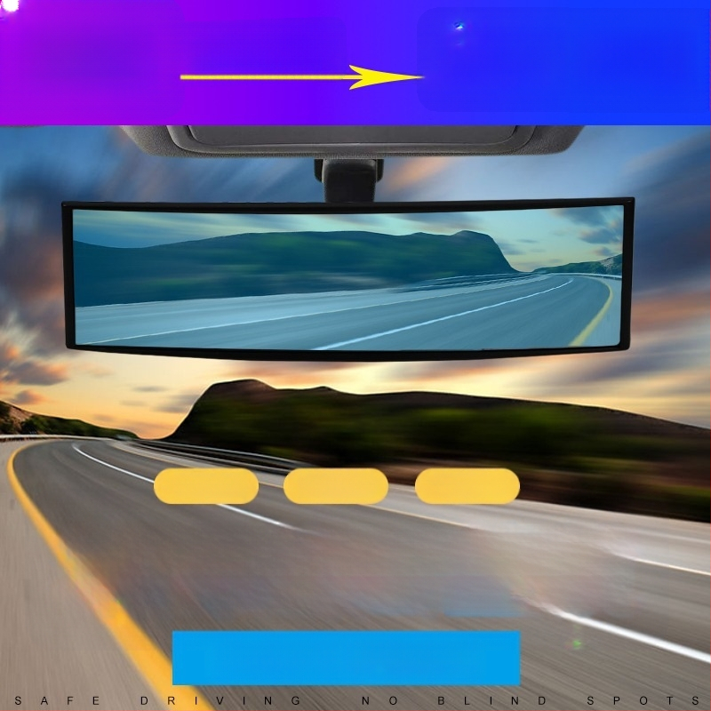 Vidinis galinio vaizdo veidrodis su plačiu matymo lauku, sferinis veidrodis su anti-glare danga, 12V, universali tvirtinimas