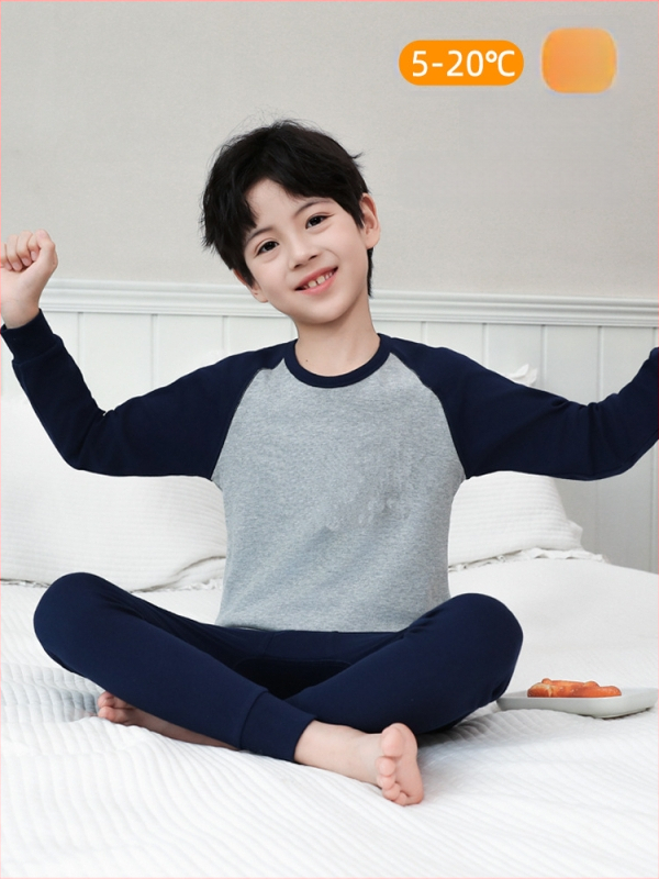 Laste 100% puuvillast termilise aluskomplekti – antibakteriaalne, ümmarguse kaelusega top ja püksid, vanus 3–8 aastat