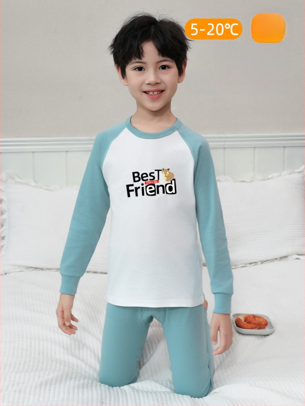 Laste 100% puuvillast termilise aluskomplekti – antibakteriaalne, ümmarguse kaelusega top ja püksid, vanus 3–8 aastat