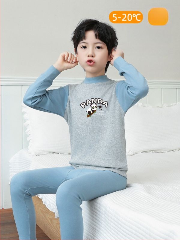 Laste 100% puuvillast termilise aluskomplekti – antibakteriaalne, ümmarguse kaelusega top ja püksid, vanus 3–8 aastat