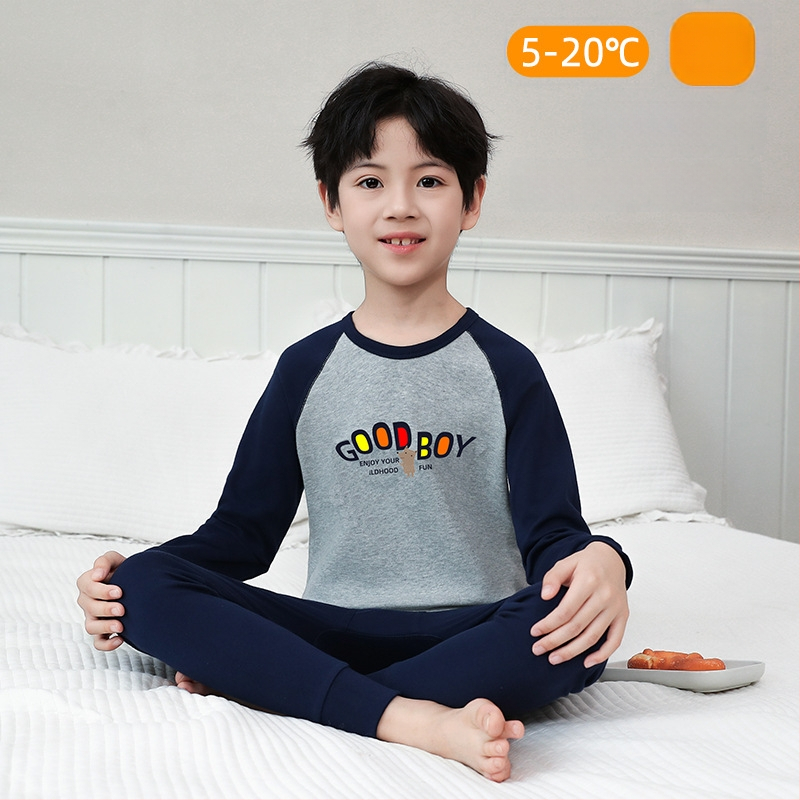 Laste 100% puuvillast termilise aluskomplekti – antibakteriaalne, ümmarguse kaelusega top ja püksid, vanus 3–8 aastat