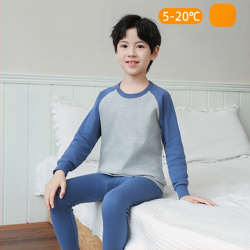 Laste 100% puuvillast termilise aluskomplekti – antibakteriaalne, ümmarguse kaelusega top ja püksid, vanus 3–8 aastat