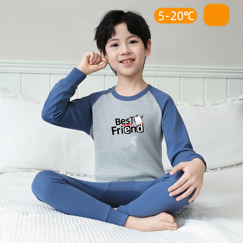 Laste 100% puuvillast termilise aluskomplekti – antibakteriaalne, ümmarguse kaelusega top ja püksid, vanus 3–8 aastat