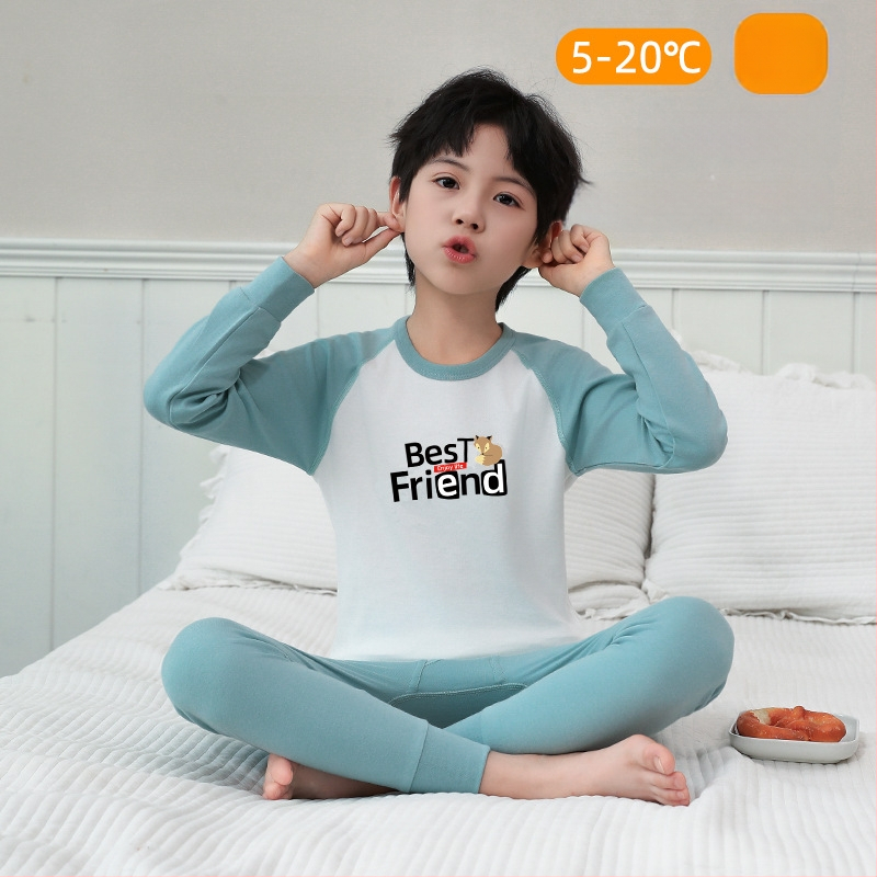 Laste 100% puuvillast termilise aluskomplekti – antibakteriaalne, ümmarguse kaelusega top ja püksid, vanus 3–8 aastat