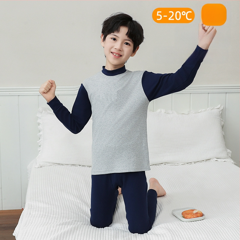 Laste 100% puuvillast termilise aluskomplekti – antibakteriaalne, ümmarguse kaelusega top ja püksid, vanus 3–8 aastat