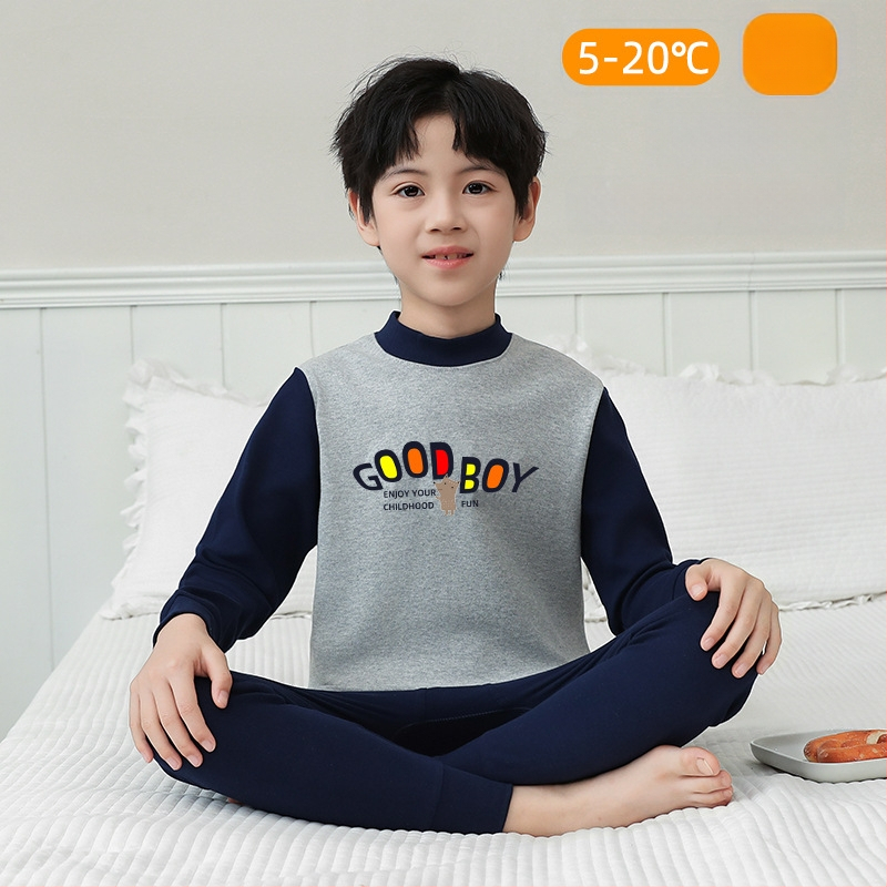 Laste 100% puuvillast termilise aluskomplekti – antibakteriaalne, ümmarguse kaelusega top ja püksid, vanus 3–8 aastat