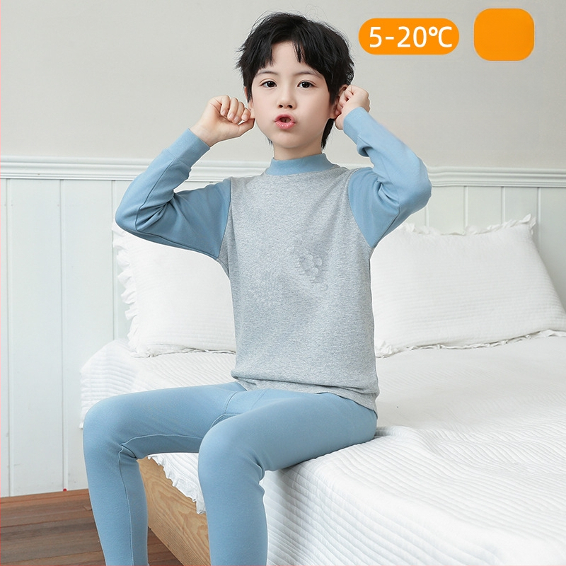 Laste 100% puuvillast termilise aluskomplekti – antibakteriaalne, ümmarguse kaelusega top ja püksid, vanus 3–8 aastat