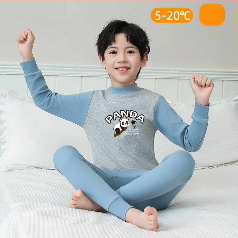 Laste 100% puuvillast termilise aluskomplekti – antibakteriaalne, ümmarguse kaelusega top ja püksid, vanus 3–8 aastat