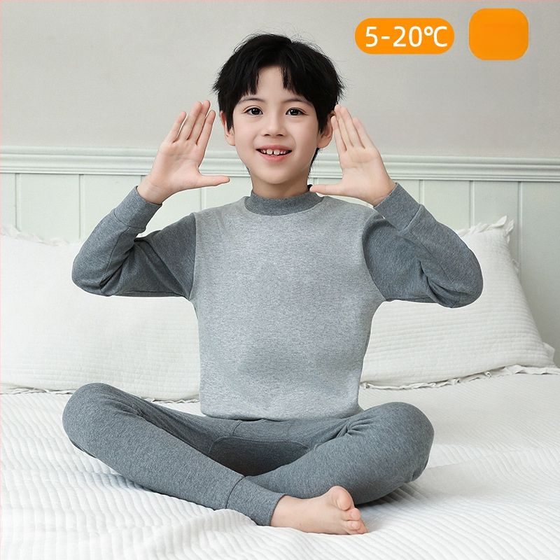 Laste 100% puuvillast termilise aluskomplekti – antibakteriaalne, ümmarguse kaelusega top ja püksid, vanus 3–8 aastat