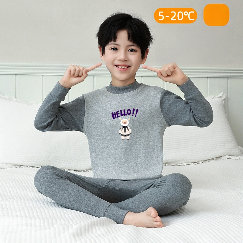 Laste 100% puuvillast termilise aluskomplekti – antibakteriaalne, ümmarguse kaelusega top ja püksid, vanus 3–8 aastat