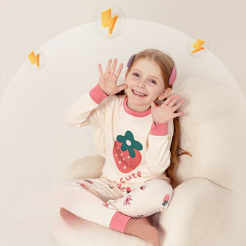 Vaikų pižamų komplektas - 95% medvilnė, 5% elastanas, antibakterinis, rudens–žiemos, unisex, princesės stilius, karikatūros raštas