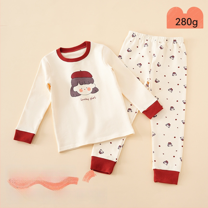 Vaikų pižamų komplektas - 95% medvilnė, 5% elastanas, antibakterinis, rudens–žiemos, unisex, princesės stilius, karikatūros raštas