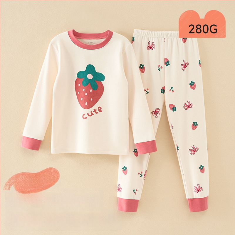 Vaikų pižamų komplektas - 95% medvilnė, 5% elastanas, antibakterinis, rudens–žiemos, unisex, princesės stilius, karikatūros raštas