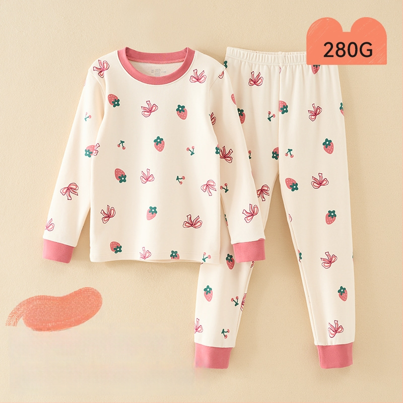 Vaikų pižamų komplektas - 95% medvilnė, 5% elastanas, antibakterinis, rudens–žiemos, unisex, princesės stilius, karikatūros raštas