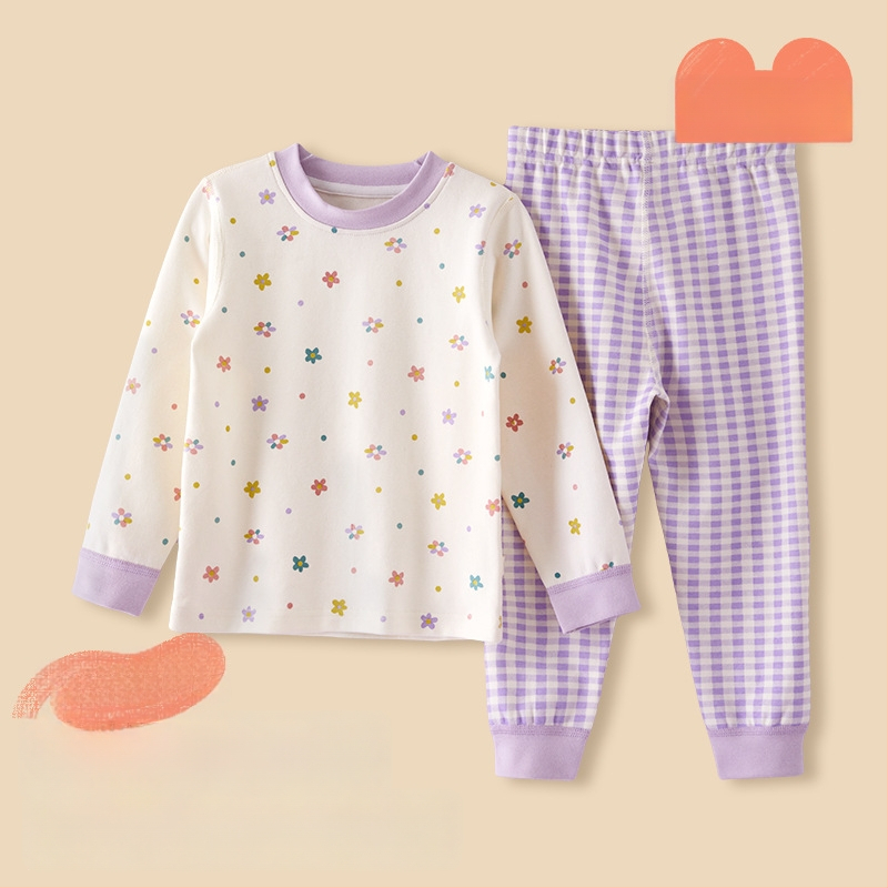 Vaikų pižamų komplektas - 95% medvilnė, 5% elastanas, antibakterinis, rudens–žiemos, unisex, princesės stilius, karikatūros raštas