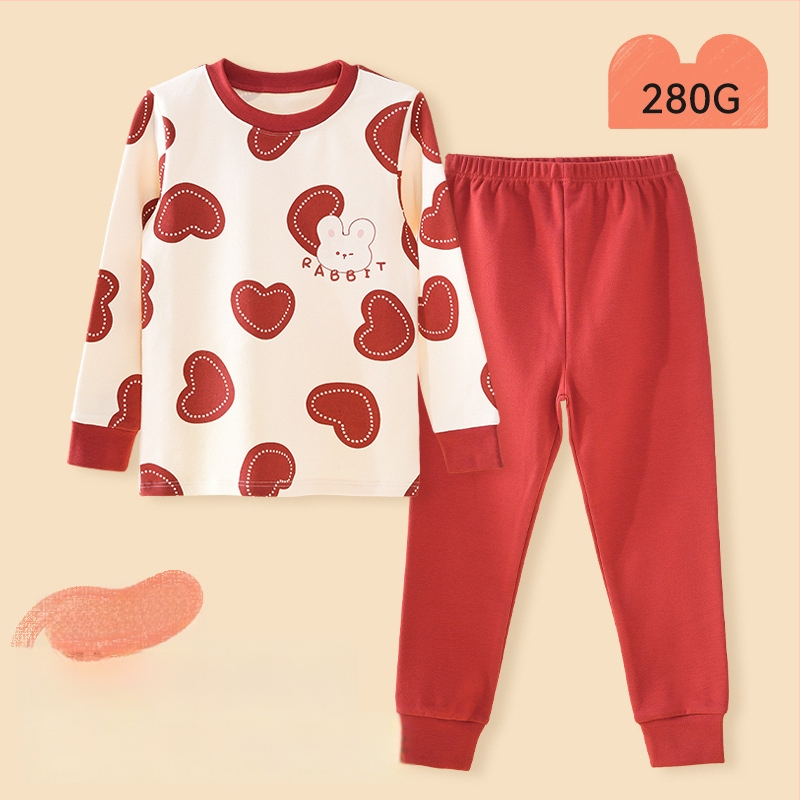 Vaikų pižamų komplektas - 95% medvilnė, 5% elastanas, antibakterinis, rudens–žiemos, unisex, princesės stilius, karikatūros raštas