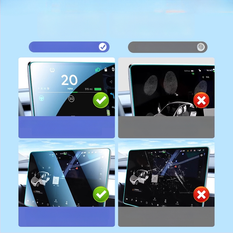 Tvirto stiklo apsauginis dangtelis centriniam Tesla Model 3/Y/YL ekranui ir galiniam ekranui — 1 metų garantija