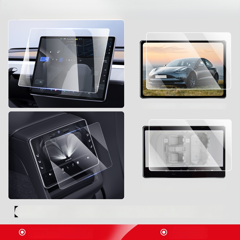 Tvirto stiklo apsauginis dangtelis centriniam Tesla Model 3/Y/YL ekranui ir galiniam ekranui — 1 metų garantija