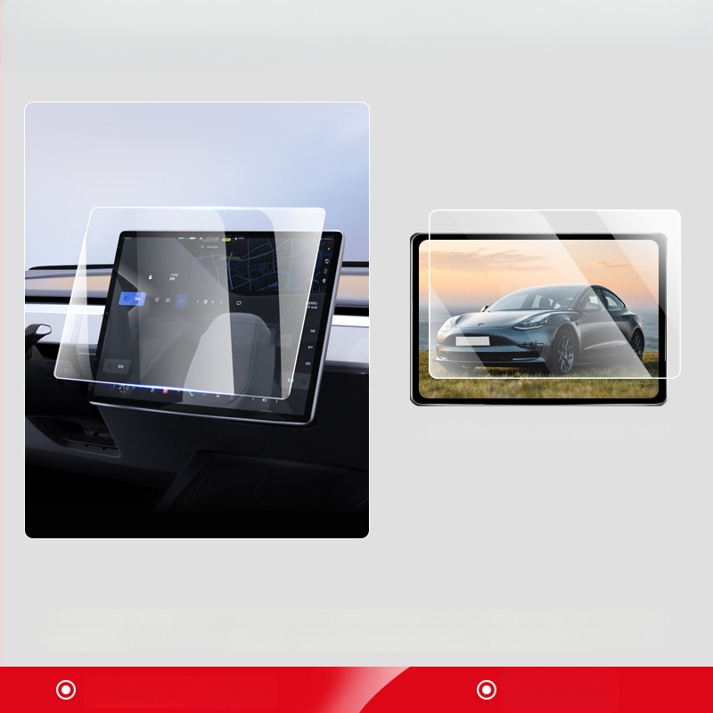Tvirto stiklo apsauginis dangtelis centriniam Tesla Model 3/Y/YL ekranui ir galiniam ekranui — 1 metų garantija