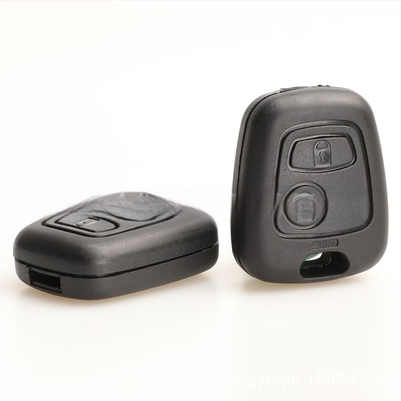 Automobilio rakto keitimo korpusas Toyota, Peugeot, Citroën – 2 mygtukų tiesus peilis; ABS korpusas; metalinė rakto plokštė; suderinami modeliai: 107, 207, 307, 407, 206, 306, 406