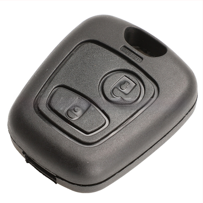 Automobilio rakto keitimo korpusas Toyota, Peugeot, Citroën – 2 mygtukų tiesus peilis; ABS korpusas; metalinė rakto plokštė; suderinami modeliai: 107, 207, 307, 407, 206, 306, 406