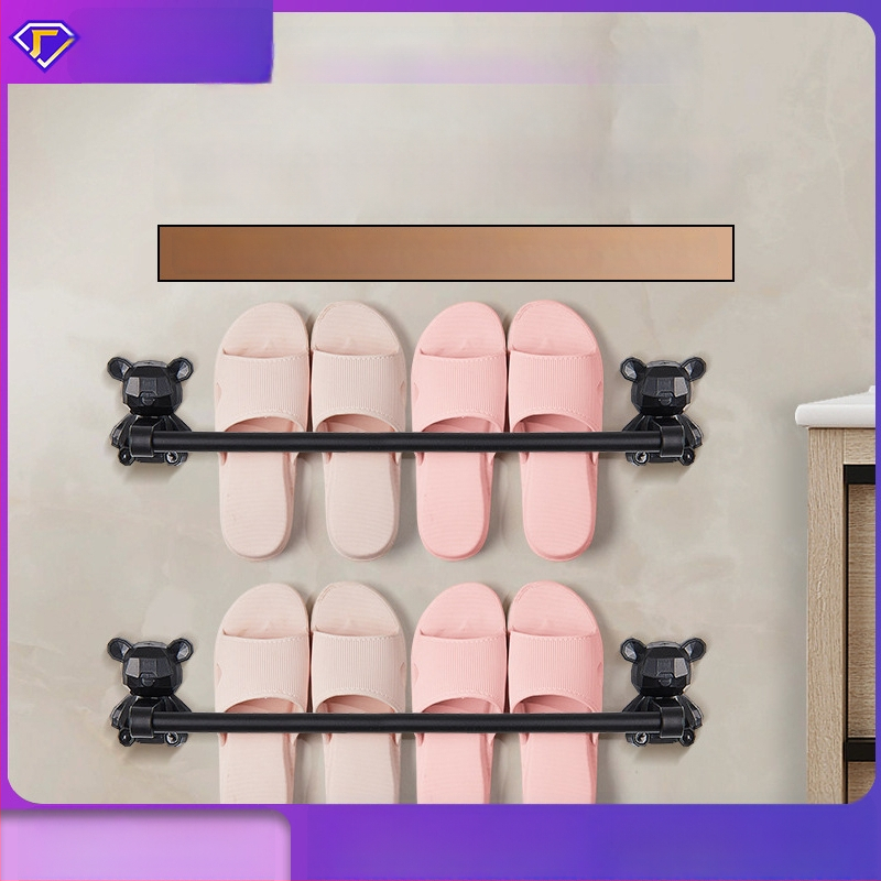 Nerezový stenový regál na papuče a uteráky do kúpeľne, 2 úrovne, nosnosť 20 kg, lesklý povrch