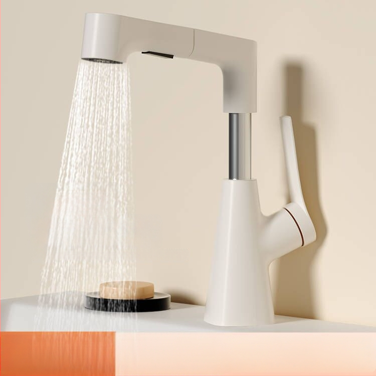 Täielikult vasktood reguleeritav pöörlev tõmmatav valamukraan keramikasis klapiga, uus Hiina stiil