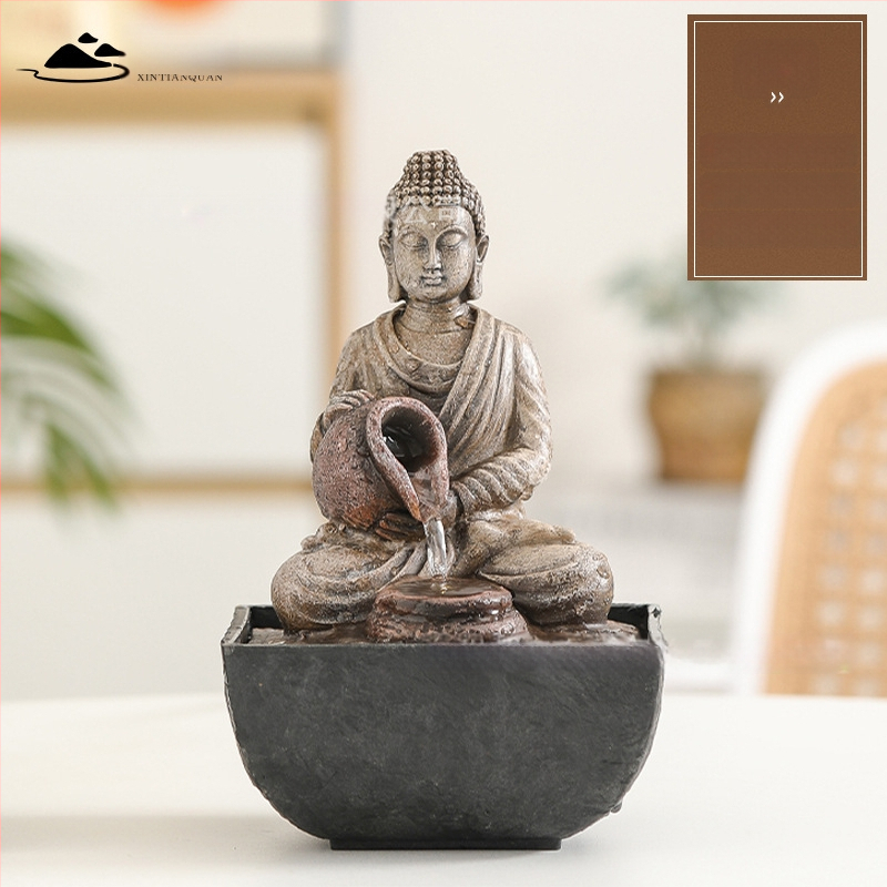 Dervos pagamintas kinietiško stiliaus vandens fontano dekoras su graviru, biurui ir svetainei, Fengšui