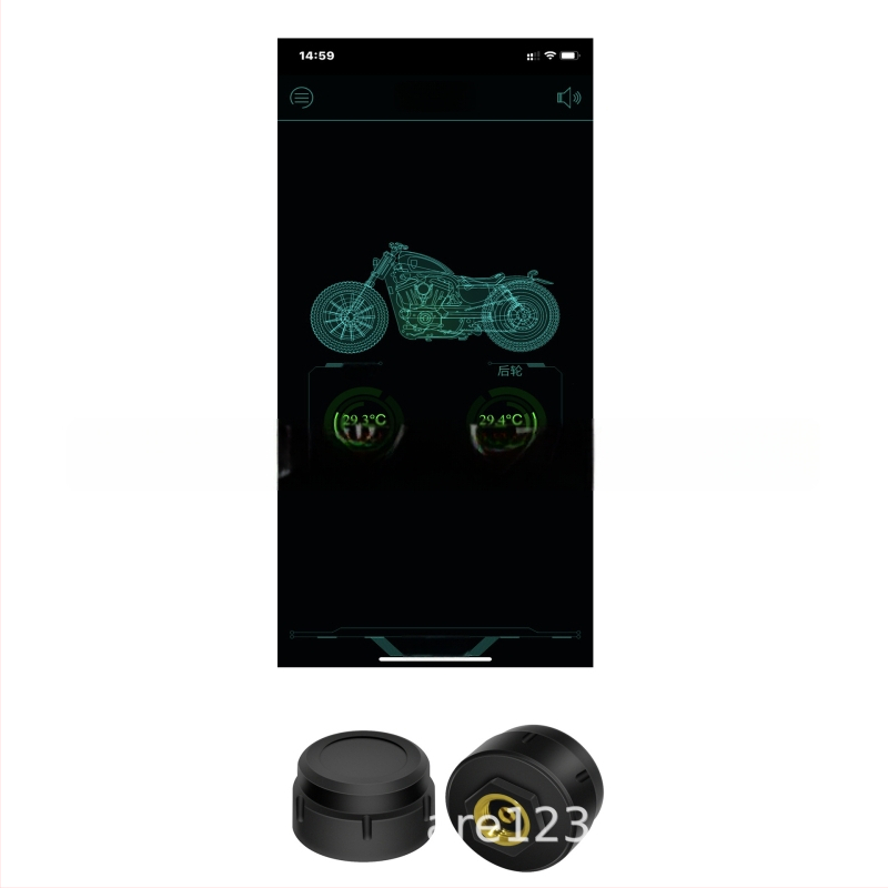 Bluetooth rehvi rõhu monitor mootorratastele ja sõidukitele, mudel M-05, digitaalne näidik, rõhu vahemik 0–13 bar, kõrge täpsusega rõhu jälgimissüsteem