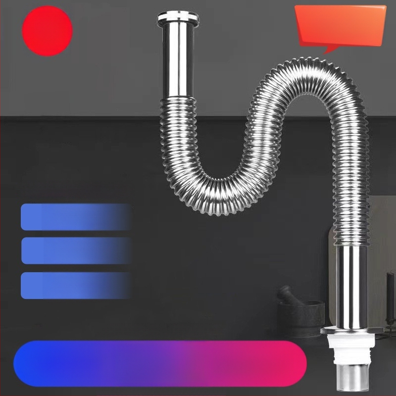 304 roostevabast terasest valamu äravoolutorud, S-kurv, tõmbe tüüp, lõhnavastane, valamukomplekt