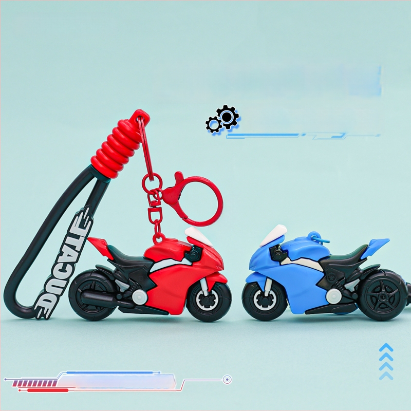 Mootorratta võtmehoidja, 3D nukukujundus, armas stiil, PVC materjal, suurepärane kingitus õpilastele