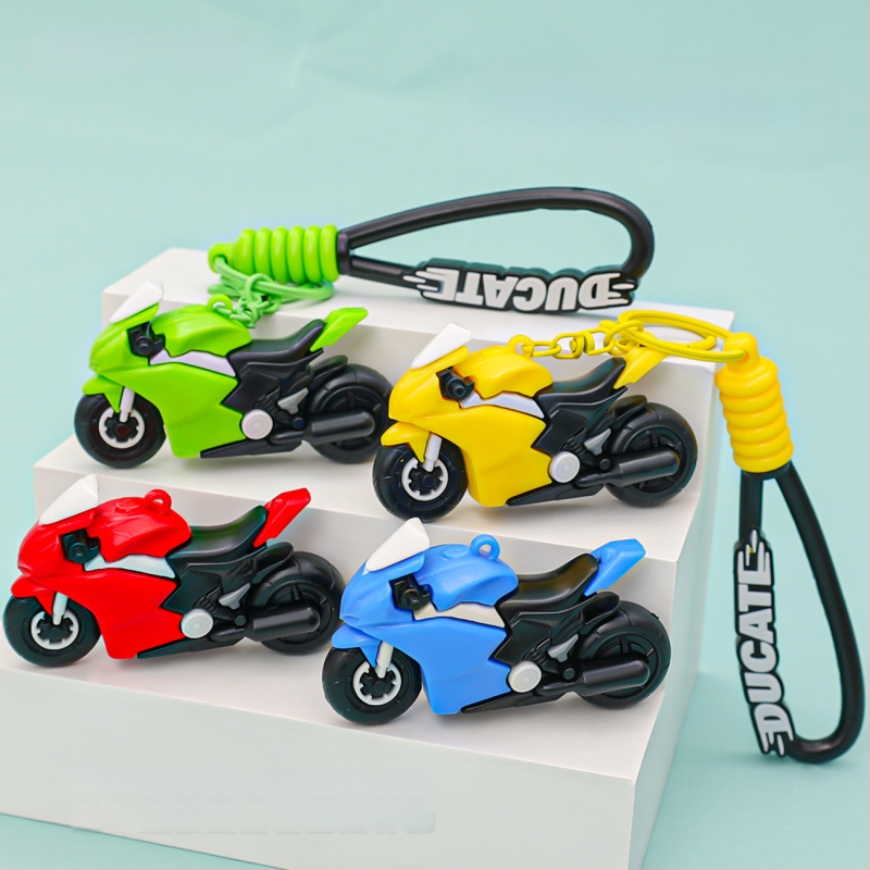 Mootorratta võtmehoidja, 3D nukukujundus, armas stiil, PVC materjal, suurepärane kingitus õpilastele