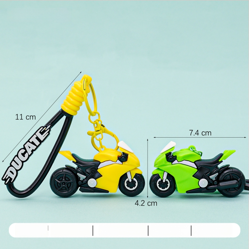 Mootorratta võtmehoidja, 3D nukukujundus, armas stiil, PVC materjal, suurepärane kingitus õpilastele