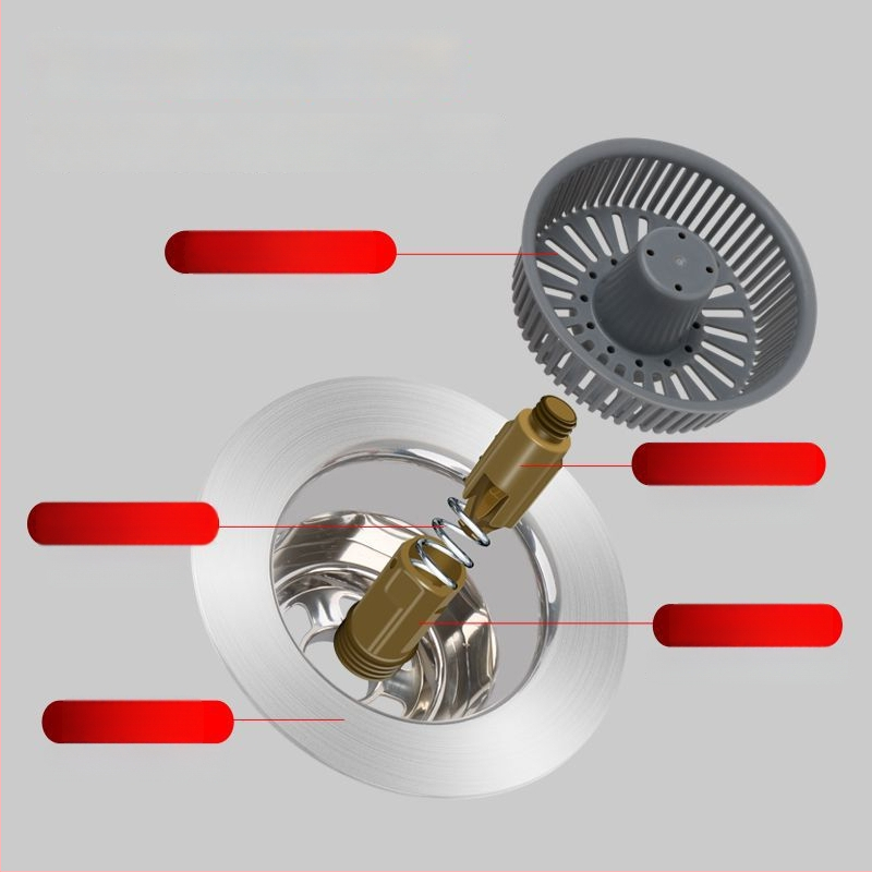 Uzáver odtoku drezu plastový, model Vegetable Pot Bounce, hmotnosť 60 g, štýl Moderná jednoduchosť