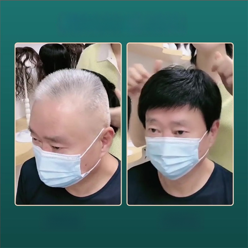 Meeste täispealne parukas tõelise juuksega, CP9002, töötlemise mehhanism, lühike pikkus, võib värvida ja permida