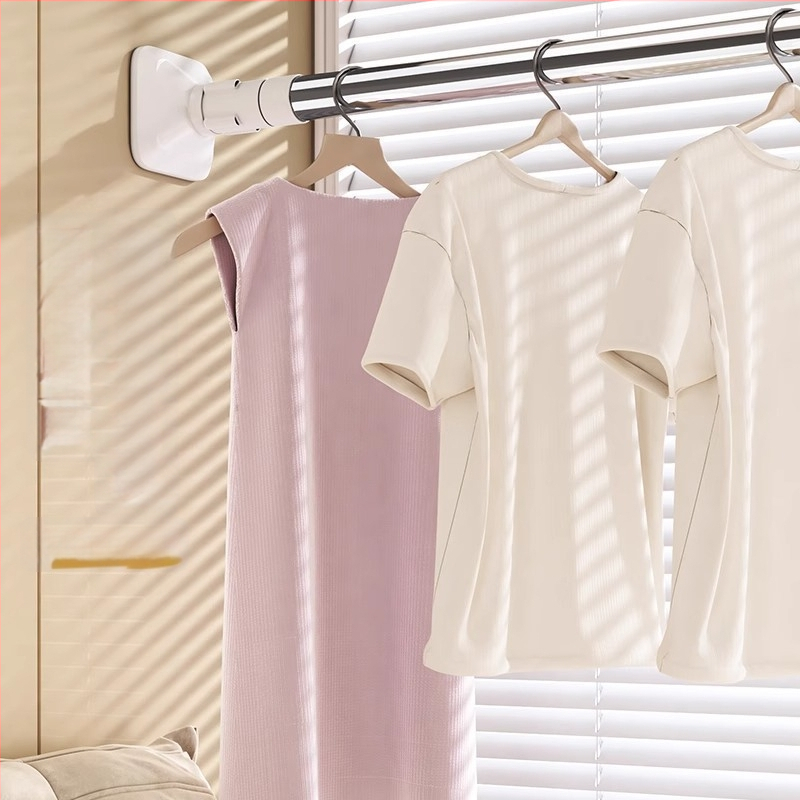 Tyč na sušenie odevov z nehrdzavejúcej ocele, bez klincov, výsuvná stena na balkón, moderný minimalistický dizajn, uvedená v roku 2025.