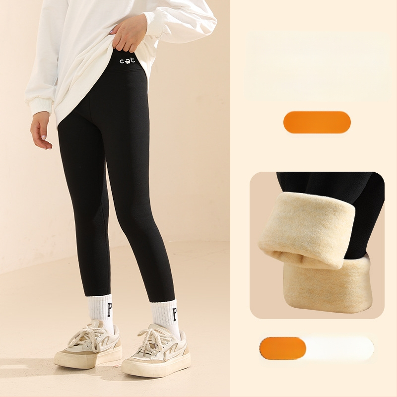 Tüdrukutele fliisvoodriga paksemad legginid, kõrge vöökoht, täispikkus, nailon 93,6%