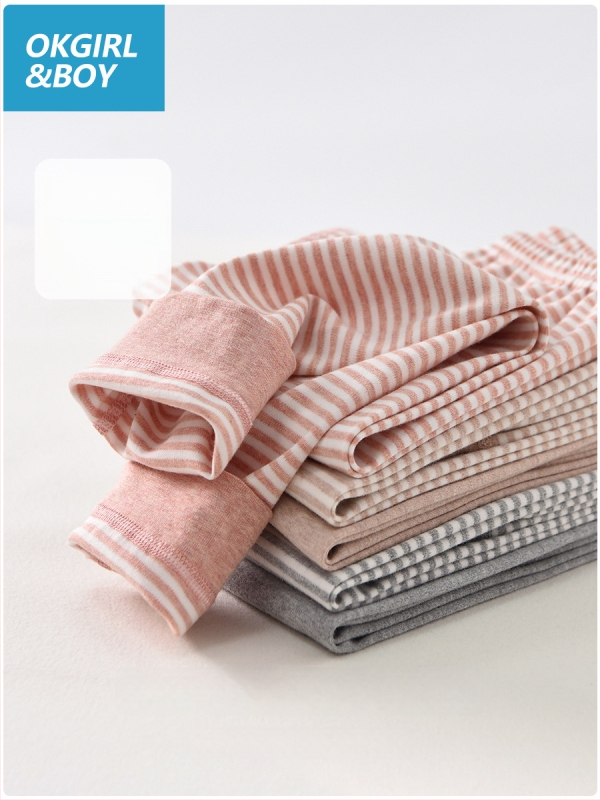 Vaikų 100% medvilnės bazinės sluoksnio kelnės rudens–žiemos sezonui, vidutinio juosmens, atvira kirkšnies sritis, unisex